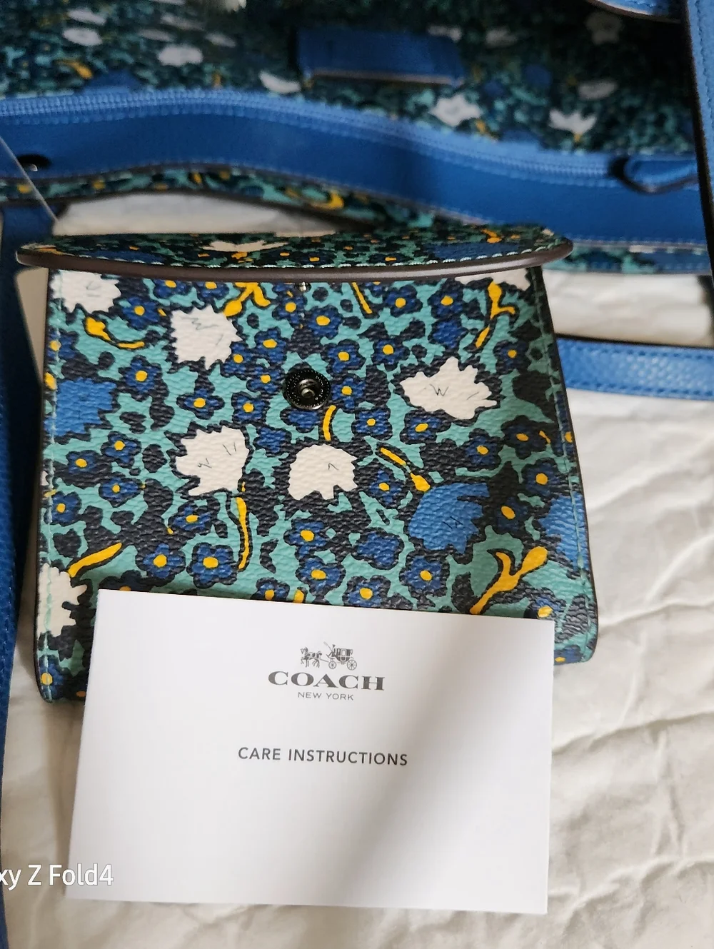 Coach Bright Blue Pebbled Leather Tote with New Tag + Wallet - Picture 10 of 16